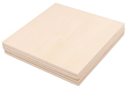 RDEXP Lot de 5 planches vierges en bois non peintes ,15 x 15 cm, épaisseur de 5 mm, projets de travail du bois