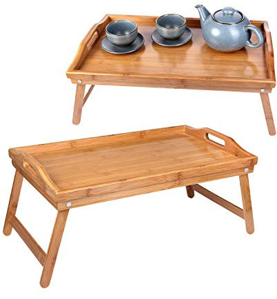 Schramm® Bandeja de Desayuno de 2 Piezas Bandeja de bambú Bandeja de bambú Plegable
