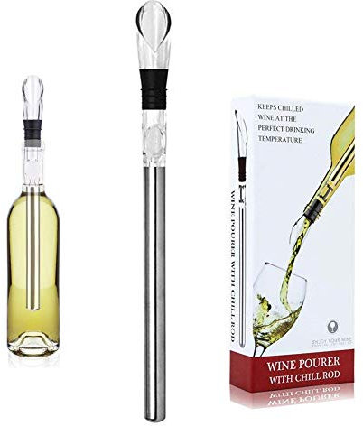 Wine Chiller, PTTECH 3 in 1 Stainless Steel Wine Bottle Cooler Stick Chiller with Aerator and Pourer for Merlot Beer Whiskey Cocktails Grape/Wine Accessory