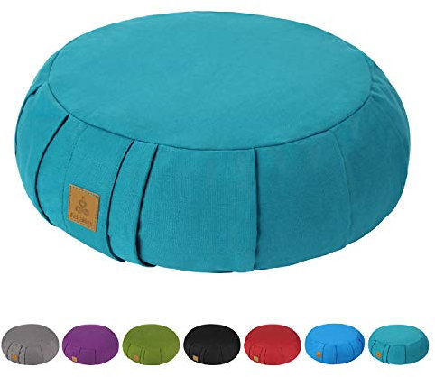 Memonotry FelizMax Runder Zafu Meditationskissen, Zabuton Meditationskissen, Yoga-Kissen, Bodensitz, Bezug aus Bio-Baumwolle, natürlicher Buchweizen, Knienkissen – 5 Farben und groß