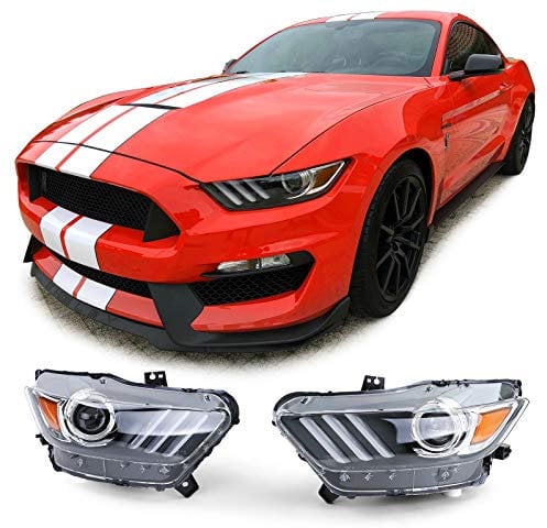 Bi Xenon Scheinwerfer Schwarz Chrom Paar für Ford Mustang 6 Coupe Cabrio 14-17