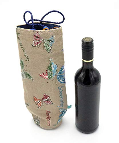 Flaschentasche, Tasche für Weinflasche, Wein Verpackung, Flaschenhülle, Geschenktasche Wein, Wiederverwendbare Geschenktasche Schmetterlinge