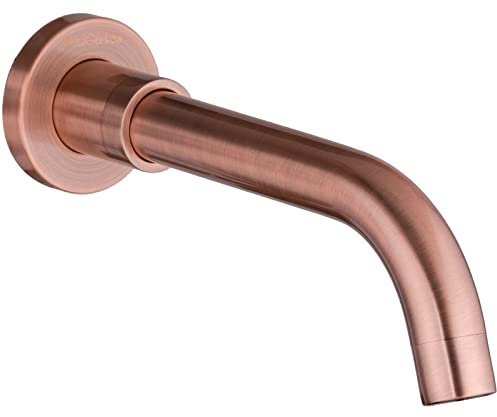 PaulGurkes Kupfer Wasserauslauf Unterputz Waschtisch Einlass Rote Bronze 21cm Wanneneinlauf Wasserauslass Rund Retro Nostalgie Zulauf