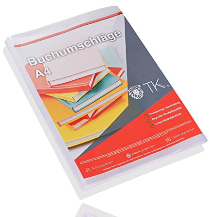 100x Buchumschlag - transparent klar DINA4 - für Bücher, Hefte, Buchhülle & Buchschoner & Hefthülle als Schutz/Heftumschlag für Schule & Büro