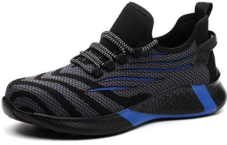 KTDYG Sicherheitsschuhe Herren Damen Arbeitsschuhe Leicht Sportlich Schutzschuhe Stahlkappe Sneaker, Blau, EU 48