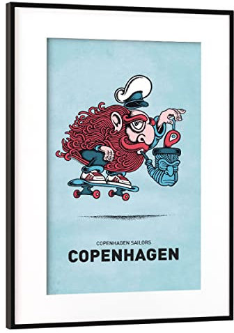 artboxONE Poster mit Rahmen Schwarz (Metallic) 30x20 cm Copenhagen Skateboard Pipe von Copenhagen Poster