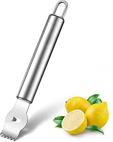 Éplucheur de Zeste de Citron, Zesteur de Citron Professionnel avec Couteau Canelle Tranche de Citron en Acier Inoxydable pour Cocktail, Citron, Ustensile de Cuisine (Stainless Steel Handle, 6.5 Inch)