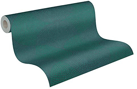 A.S. Création Mustertapete Cuba Tapete Vliestapete blau grün metallic leicht glänzend matt fein strukturiert 380271 38027-1, 10.05 m x 0.53 m