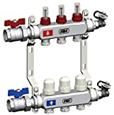 Heizkreisverteiler 2-12 Heizkreise Stellantrieb Fußbodenheizung manueller Entlüfter, Heizkreise:3 Heizkreise