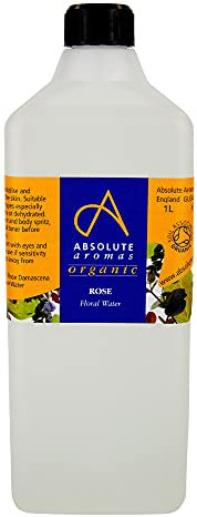 Absolute Aromas Certified Organic Bulgarian Rose Water - 100% Pure, Natural, Nourishing and Hydrating Facial Toner - A Sweet and Versatile Floral Water Suitable for All Skin Types (1L)