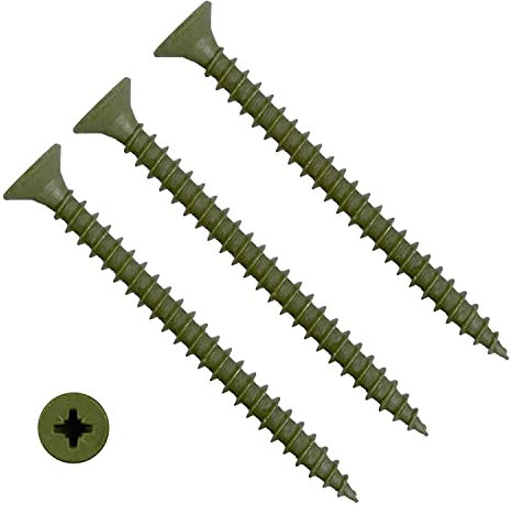 TERF® Decking Screws 4.0 X 30mm Pozi Drive Flat Countersunk Head Green Finish Anti Corrosion Screws 4.0 X 30mm For Decking Fence Floorboard Hard And Softwood - Pack of 100