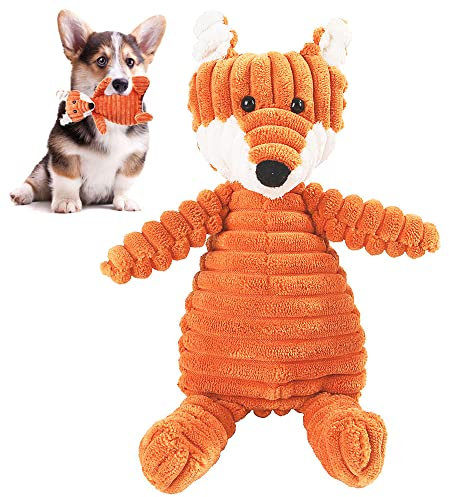 Fuchs Hundespielzeug Quietschend Plüsch für Kleine Hunde, Welpenspielzeug, Plüschspielzeug für Kleine Große Hunde