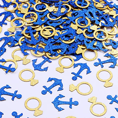 Sursurprise Nautische Junggesellinnenabschied-Dekorationen – 200 Stück Anker Diamant Ring Tisch Konfetti Glitzer für lustige Brautdusche Kreuzfahrt Verlobung Hochzeit Junggesellinnenabschied Party