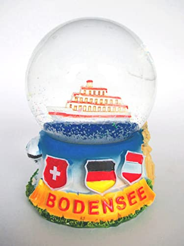 Bodensee Schneekugel Schiff 9,5 cm Snowglobe Souvenir (022)
