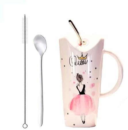 Xfeyaqlo Tazza Ragazza Simpatica Tazze per Ragazze Donne Tazza Femminile, Grande Tazza Caffè Simpatica Carino Tazze Colazione, Perfetto Come Regalo per la Vostra Fidanzata o Moglie, Ceramica 600ml (B)