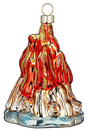 Christbaumschmuck Glas 10cm Lagerfeuer Camping Weihnachtskugeln orange rot bunt