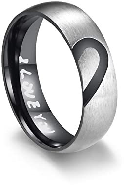 Wycian Herz Ring Hochzeit, Ring Personalisiert Gravur Herzförmig Größe 11 Edelstahl Bandring para Jubiläum Geburtstag