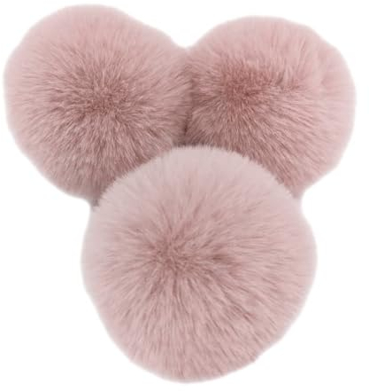10 STK 8cm Pompons Kunstfell Kaninchenfell Fellbommel,Kunstpelz Pom Pom Ball Plüschbälle Bommeln für DIY Handwerk Mützen Anhänger Dekoration Damen Mädchen Taschenanhänger Schlüsselanhänger,Altrosa A