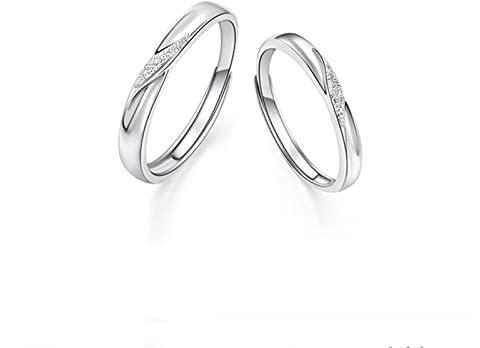 KnSam Silber 925er Klassiker Eheringe Trauringe Verlobungsring Jahrestag Hochzeit für Frau und Mann, Verstellbar Größe [Neuheit Ring]