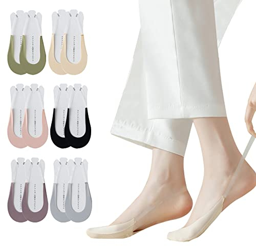 Caudblor 6 Paar Damen Füßlinge Socken Zehensockenaus Invisible Baumwolle High Heel Kissen Schuheinlagen