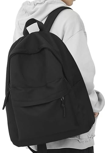 MIKOWEN Schulrucksack Damen Herren Casual Daypacks Kabinentaschen Reise Schultaschen Handgepäck Rucksack für Arbeit Reisen Schule, Schwarz , One size