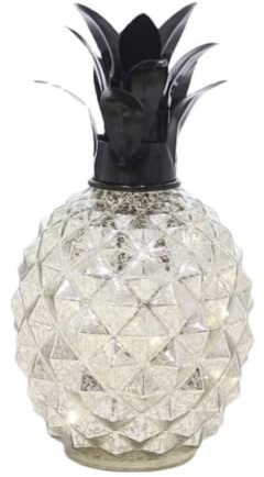 anso Nachttischlampe aus Glas, Ananas, goldfarben/silberfarben, Nachttischlampe, LED-Nachtlicht, Heimdekoration (Silber)