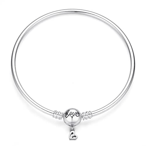 LNQOBU Damen Armband Silber 925 Schlangen Schmetterling Armband mit Funkelnden Herz Verschluss Charms (Mit Einem Spacer Perlen)