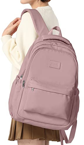 WEPLAN Sac à Dos Scolaire Fille Ado Sacs Collège pour l'école Sac a Dos Ecole Cartable Fille Collège Loisir Femme d'école Garçon Impermeable Sacs Ordinateur Décontracté,Rose