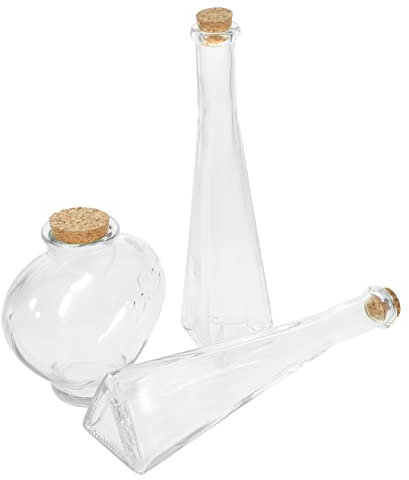 3piezas Conjunto De Botellas De Vidrio Para Ceremonia De Arena De Boda Botellas Transparentes Forma De Corazón Y Prismáticas Tarros Decorativos Para Diy Y Almacenamiento De Objetos Pequeños