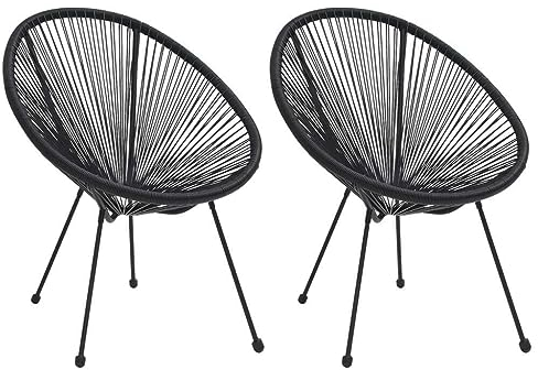 vidaXL Moon-Gartenstühle 2 STK. Rattan Schwarz