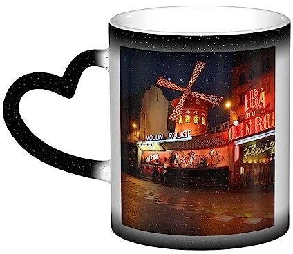 VACSAX Wärmewechselnde Tasse Keramik Kaffeetassen Moulin Rouge Druck Hitzeempfindliche Porzellan Teetasse