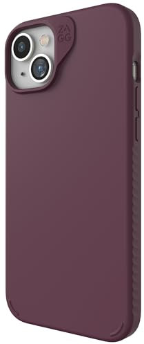 ZAGG Manhattan Snap iPhone 15 Plus/ 14 Plus Case - Premium Silicone iPhone Case, Durable Graphene Material, Smooth Surface with a Comfortable Ripple Grip, MagSafe Phone Case, Plum Purple
