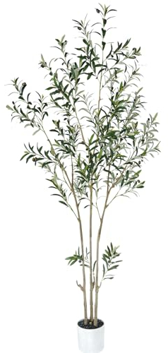 213 cm großer Olivenbaum, Flauschige künstliche Pflanzen für den Innenbereich für Zuhause, Ecke, künstlicher Olivenbaum für modernes Zuhause, Büro, Wohnzimmer, Bodendekoration für den Innenbereich