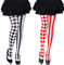 BOFUNX 2 Paar Damen Strumpfhose Gestreift und Karomuster, Clown Strumpfhose für Fasching Karneval Mottoparty