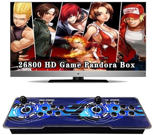 Hugawelo Consola de arcade Pandora Box 26800 en 1, videojuegos Plug and Play, pantalla de 1280 x 720, juegos 3D, búsqueda/guardar/ocultar/pausar, 1-4 jugadores