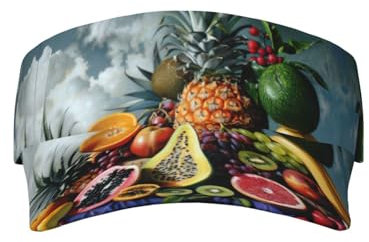 Sonnenblende für Erwachsene, Motiv: tropische Früchte, offener Hut für Damen und Herren, Tennis-Sonnenkappe, Golf, Sonnenkappe, Strand, Outdoor, Tropische Früchte, Einheitsgr��e