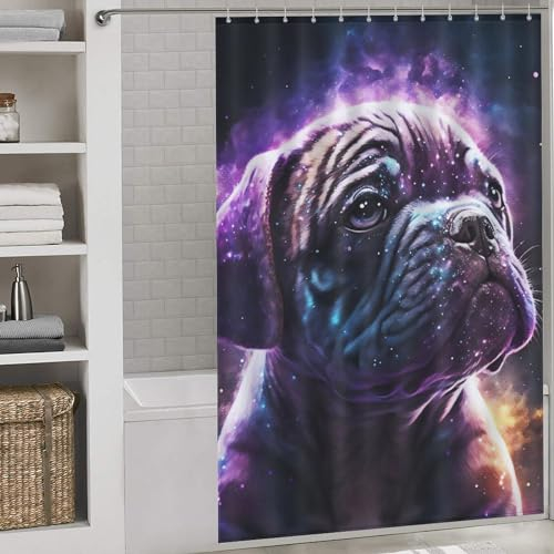 Mops Duschvorhänge, Waschbar Badvorhänge Aus Polyester, Wasserdicht Mit 12 Duschvorhangringe Design 60x72Inch（152x183cm）