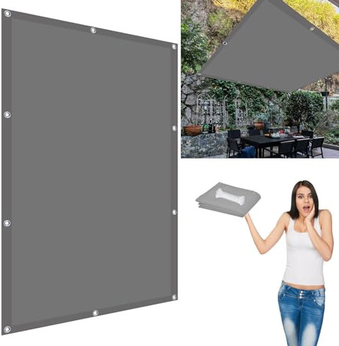 Sonnensegel Sonnenschutz Garten 4.1 x 4.2 m Segeltuch Pergola 98% Schutz vor UV-Strahlungen Windschutz für Außenbereiche wie Garten und Balkone, Hellgrau