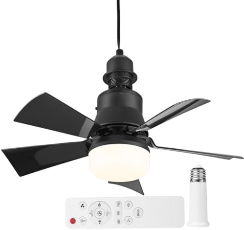 ARVALOLET E26/27 Socket Fan LED Light 40W/30W 3 Speeds Ceiling Fan with Light&Remote Dimmable Light Bulb for Bedroom Kitchen Garage
