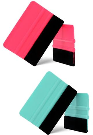 BPTRKOM 2 Stück Rakel mit Filzkante- Folienrakel mit Filzkante, Kunststoffrakel zur Blasen- und kratzerfreie, Montage von Fensterfolie Autofolierung Schutzfolie Möbelfolierung Wandtattoos(blau+rosa)