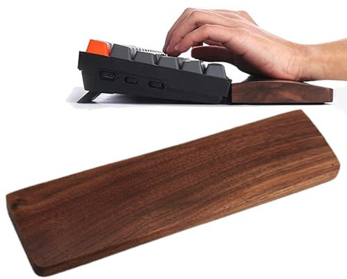 Wooden Keyboard Wrist Rest (TKL) - Weiße Esche, mittelgrobe Maserung, glatte Oberfläche, schweiß- und ölbeständig, rutschfeste Gummibasis,