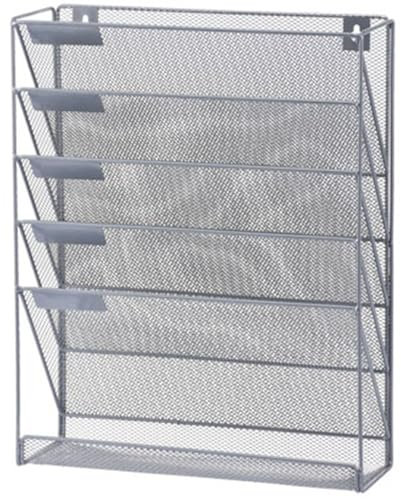 Generisch Hängeorganizer Ordner Zeitschriftenhalter Wand 5 Fächer Chart Ordnungsmappe Zum Aufhängen Metall Querformat Prospekthalter Für Büro Schreibtisch,002,32 * 11 * 40.5