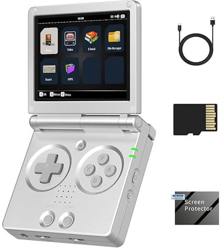 RG35XX SP Console di gioco, sistema Linux, schermo IPS da 3,5 pollici 640 x 480, scheda TF integrata da 128 GB 10000 + giochi classici, supporto HD e uscita TV WiFi Bluetooth (argento)