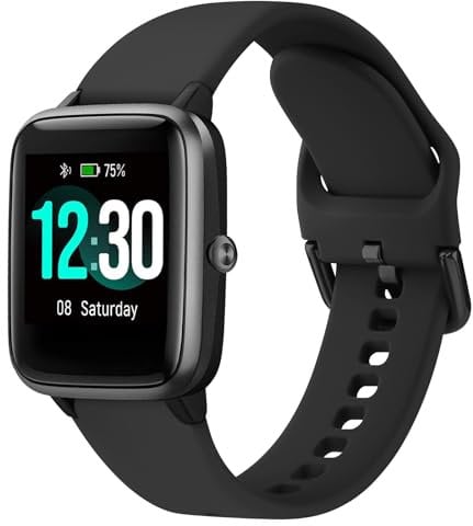 Smart Watch Strap Replacement (19mm) compatible with Blackview, Fitpolo, GRV, Letscom,Letsfit,Lifebee,Lintelek, Teminice, Tensky, Toobur, Umidigi, VeryFit, VeryFitPro, Willful, Y amay (Black)