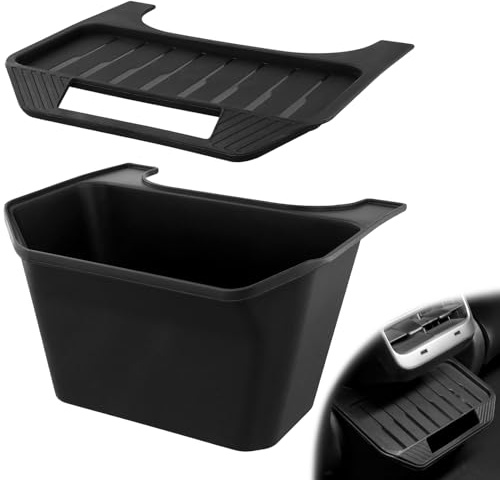 QWORK® Organisateur de Console Centrale Voiture, Boîte de Rangement de Console Centrale Arrière pour Boissons et Petits Objets, Compatible avec Tesla Model Y