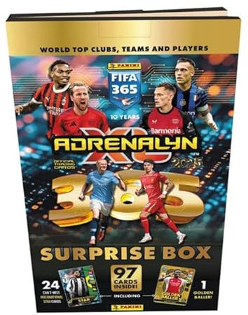 Adrenalyn XL 2025 Adventskalender Fußball – 24 Packs, 24 International Star Cards, 1 Golden Baller | Trading Cards Jubiläumsausgabe Soccer + Heartforcards® Versandschutz