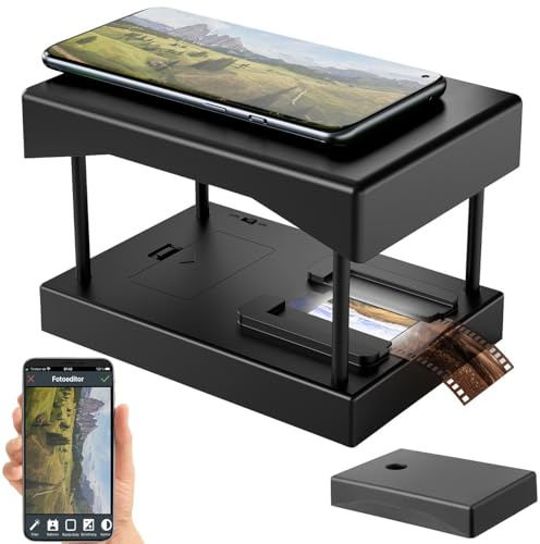 Somikon Konverter: Mobiler Scanner für 35-mm-Dias und -Negative, mit LED-Beleuchtung, App (Mobile Dia Scanner, Smartphone Diascanner, Scan)