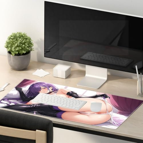 Sexy Anime Girl Ahegao Mauspad XXL 800x300 XXL Gaming Mauspad super großes rutschfestes Mauspad Schreibtischunterlage und Tastaturunterlage geeignet für PC Computer Laptop