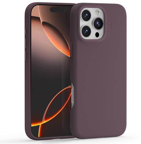 MOFT für iPhone 16 Pro Hülle, MOVAS Vegane Ledertasche Magnetische Hülle Kompatibel mit MagSafe, Weicher Anschlag, Farberhaltung, Fleckenresistent, Leicht zu Reinigen, Brombeere