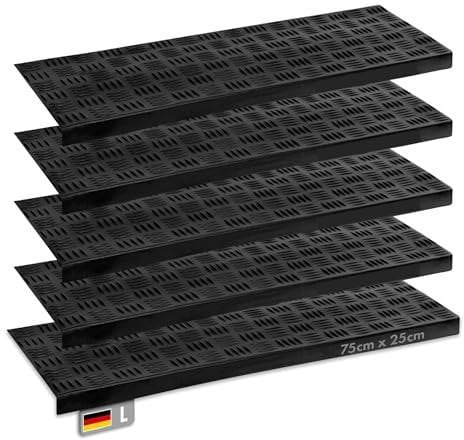 Floordirekt - Stufenmatte aus Gummi 5er Set - Selbstklebend - wetterfeste & Rutschhemmende Treppenstufen Matten - Gummistufenmatte für Außen - Antirutschmatten -15 Modelle (Madras L) 25x 75cm
